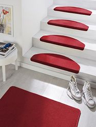 HANSE Home - Set di 15 tappetini per gradini Fancy, in Polipropilene, 23 x 65 x 0,7 cm, Colore: Rosso