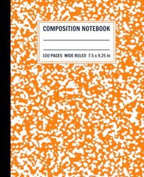 Marble Composition Notebook Wide Ruled Orange pattern for Office Work Home College: Orange Journal for Diary Notes Writing Aesthetic Journal for Girls Boys and Adults