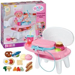BABY born Eettafel met licht- en geluidsfunctie, met meer dan 10 verschillende gerechten en dranken voor poppen van 43 cm, 840634 Zapf Creation