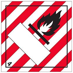 VSafety "Flammable Solid 4 UN Substance Numbering..." Sign, (Pack van 3), 100mm x 100mm, 3