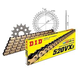 Kettingset DID staal 520VX3 / 104 klinkslot voor Kawasaki W 800 cc bj. 2011-2016