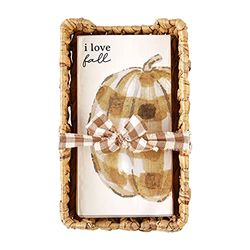 Mud Pie, Pumpkin Thanksgiving Set, Napkin 7 3/4" x 4" | Basket 9" x 5 1/2"