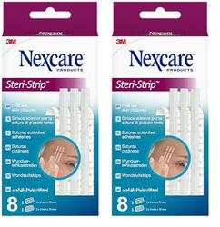 Nexcare Strisce cutanee per suture Steri-Strip, Assorted, 8/Pack (Confezione da 2)