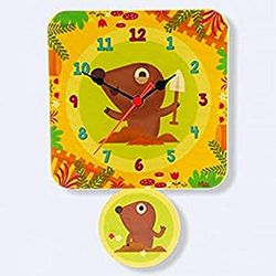 Dida – Horloge Pendule Murale en Bois Enfant – Moles – Horloge en Bois pour Chambre d'enfant