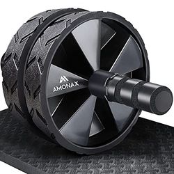 Amonax Convertible Exercise Wheel Roller Buikroller Ab Wheel Ab Roller met Grote Kniemat voor Buikspiertraining. Buiktrainer, Buikspierroller, Buiktraining voor Mannen en Vrouwen (Zwart)