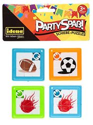 Idena 40431 - Partyplezier schuifpuzzels, 4 stuks, met sportieve beeldmotieven, gesorteerd, ca. 5,5 x 5,5 cm