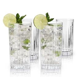 Viski Reserve European Highball-tumlare, 4 blyfria kristallcocktailglas, europeiskt tillverkade glas, set med 4, 414 ml (14 oz)