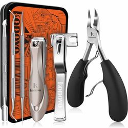 Lot de 6 coupe-ongles épais pour personnes âgées - Coupe-ongles épais pour adultes - Long manche - Coupe-ongles professionnels robustes - Noir