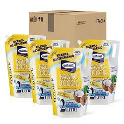 Milmil Bagno Doccia Cocco Oil, Detergente Profumato, Busta Ricarica Maxi, 4 x 2000 ML