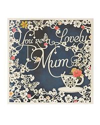 UK Greetings Mother's Day Card With Envelope - Laser-Cut Design,Blue & White