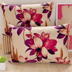 PETTI Artigiani Italiani - Pair of Pillow Cases for Bed 50 x 80 cm, Hypoallergenic Microfibre Pillowcase, Set of 2 Pillowcases for Double Bed with Floral Pattern, 100% Made in Italy