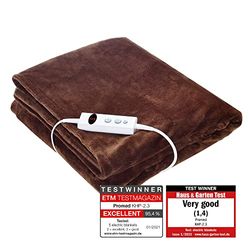 Promed Manta eléctrica lavable con apagado automático, manta eléctrica acogedora, aproximadamente 180 x 130 cm con 10 niveles de temperatura, manta cálida para cuello, hombros y espalda