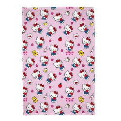 Hello Kitty Couverture Polaire sous Licence | Design Super Doux et Chaud avec Ourson et Bouteilles de Lait | Parfaite pour la Maison, la Chambre, Les soirées Pyjama et Le Camping - 100 x 150 cm