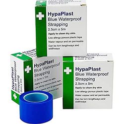 Safety First Aid Group Group HypaPlast Blue Waterproof First Aid Tape for securing Plasters and Dressings, 2.5 cm x 5m, Pack of 3 Rolls