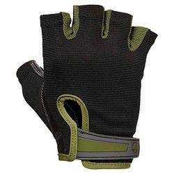 Harbinger FlexFit gewichthefhandschoenen voor heren, gewassen en droog leer, geventileerde stretchback mesh gymhandschoenen, groen, L