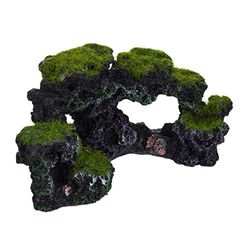 Relaxdays Decorazione per Acquario, Aspetto Naturale, Decorativo, Nascondiglio, Scogliera, Accessori,8,5x17cm,Nero-Verde, Poliresina, 1 pz