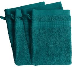 Le linge de Jules Set of 4 Wash Mitts - 100% Cotton - 450 g/m² - Duck Blue