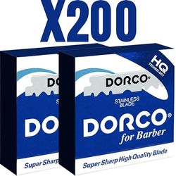 Dorco Lamette 2x100 Stainless Steel Single Edge Razor Blades + 20 Fiammiferi Emostatici Shave Factory