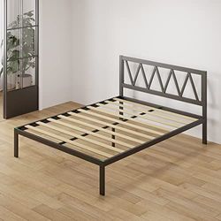 Novilla Rete Letto Matrimoniale 150x200 con Testiera e Pediera, Struttura Letto a Doghe in Legno, Spazio di Archiviazione Sotto al Letto, Perfetto per Tutti Tipi di Letti e Materassi, Nero