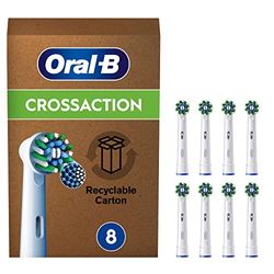 Oral-B Pro CrossAction Recambios para Cepillo de Dientes Eléctrico, Pack de 8 Cabezales, Blanco - Originales (Tamaño Buzón)