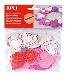 APLI Kids 13283 — Zelfklevende EVA-vormen Glitter Hearts 52 u.