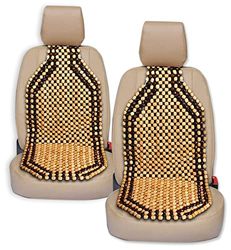 ZONETECH Set of 2 Premium Quality Double Strung Two Tone Wooden Beaded Ultra Comfort Massaging Car Seat Cushion