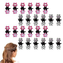 Generic 24 clip per capelli per bambini, accessori per capelli da donna, colore rosso rosa e argento, piccoli fiori, per tutti i giorni, feste, balli, matrimoni