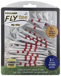 Champ My Hite Flytees - Tees de golfe, 40 x 83 mm e 10 x 44 mm, vermelho / branco