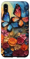 Carcasa para iPhone XS Max Butterfly Rainbow Colors Colorful Flowers Butterflies 3