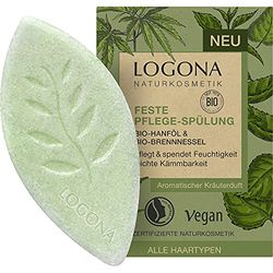 Solid care conditioner with organic hemp and organic nettle, nourishes the hair and moisturises, natural solid conditioner from Logona natural cosmetics, vegan hair treatment, natrue certified, 60 g