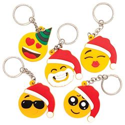 Baker Ross AX371 Christmas Funny Face Keyrings - Pack of 6, Ideal for Kids Party Bags and Small Toys for Children