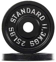 Signature Fitness Olympische 2 inch gietijzeren plaat halterschijf voor krachttraining en gewichtheffen, vintage stijl, 11,3 kg paar