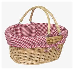 Red Hamper Wicker Shopping Basket, Brown, Rose Lining