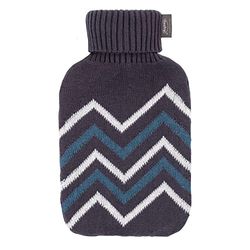 Fashy Hot Water Bottle 2.0 L with Knitted Cotton Cover, Grey, 34 x 20 cm, 1, 1.0 Pieces