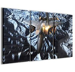 Impresión sobre lienzo abstracto, Aircraft Jet cuadros modernos en 3 paneles ya montados, listo para colgar, 120 x 90 cm