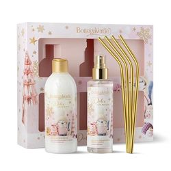 Bottega Verde - Dolce Inverno, Confezione Regalo con Acqua Profumata Corpo 150 ml, Bagnodoccia 250 ml, Cannucce in Acciaio Dorato, in un'Originale Cofanetto, Idea Regalo