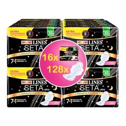 LINES Seda ultra extra noche, 16 paquetes de 8 absorbentes (128 absorbentes)