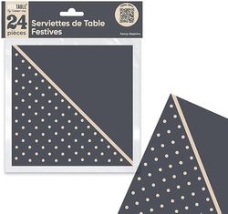 SERVIETTES DE TABLE FESTIF X 24 GRIS