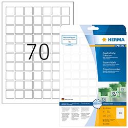 HERMA Self Adhesive Removable Labels, 70 Labels per A4 Sheet, 800 Sheets, 24 x 24 mm, 56000 Labels, Blank Multipurpose Labels Stickers, Sticky Labels for Laser & Inkjet Printer, White