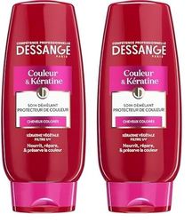 Dessange - Soin Démêlant Couleur & Kératine - Enrichie en Kératine Végétale - Pour Cheveux Colorés - Préserve l'Éclat et la Couleur - 3 Produits Shampooing, Masque, Sérum (Lot de 2)
