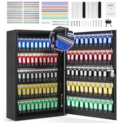 VEVOR Armario para Llaves con 200 Ganchos Caja para Llaves de Pared de Acero 38x13,8x55cm Armario con Soporte para Llaves Cerradura 200 Etiquetas 2 Llaves Almacenamiento Seguro para Oficina Hotel