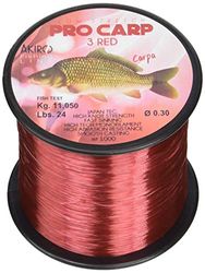 Akiro PRO-Carp 3 Unisex Adult Fishing Line, unisex adult, AMCARP3RE1000.028, red, 0.28 mm