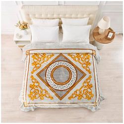 GC GAVENO CAVAILIA Fleece Throw Blanket - Soft Fluffy Polyester Blanket For Bed, Sofa, and Couch Double (150x200 Cm) - Easycare, Anti Allergic Throw - Stylish Greek Blankets for Adults - Grey