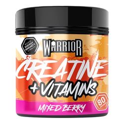 Warrior Creatine Monohydrate Powder + Vitamins 360g - Performance & Recovery - Pure Micronised Multivitamin Nutrition Blend - Vitamin A, B12, C, D, E, Magnesium, Iron, Zinc - 80 Servings (Mixed Berry)