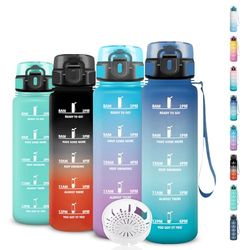 Drinkfles, 0,5 liter, waterfles zonder lekken, motiverende waterfles, gemakkelijk te dragen, drinkfles met tijdschema's om te drinken, gemakkelijk te reinigen, voor yoga, hardlopen, school, kantoor