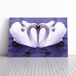 Big Box Art Canvas Print Wall Art White Swan on a Lake (4) | Mounted and Stretched Box Frame Picture | Home Decor for Kitchen, Living, Dining Room, Bedroom, Hallway, Multi-Colour, 30x20 Inch