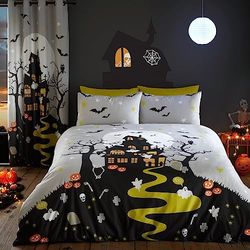 Bedlam - Haunted House - Set copripiumino fosforescente - letto matrimoniale in grigio