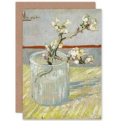 Artery8 Vincent Van Gogh Sprig Flowering Almond In Glass Fine Art Greeting Card Plus Envelope Blank Inside Fleur Verre