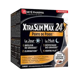 Forté Pharma – XtraSlim Max 24 | Bruleur de graisse puisant - Piment doux, Pissenlit - Perte de poids Ventre plat Elimination | Complément alimentaire Minceur | Programme 1 mois | 60 comprimés, 2/jour