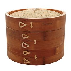 Typhoon Vaporiera, 3 Pezzi, in Legno World Foods-Pentola a Vapore in bambù, 20,3 cm, Bamboo, Marrone